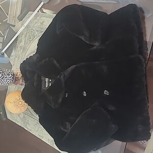 IRWIN BILERMAN WOMEN'S FAUX FUR DOUBLE BREASTED WINTER COAT SIZE 8